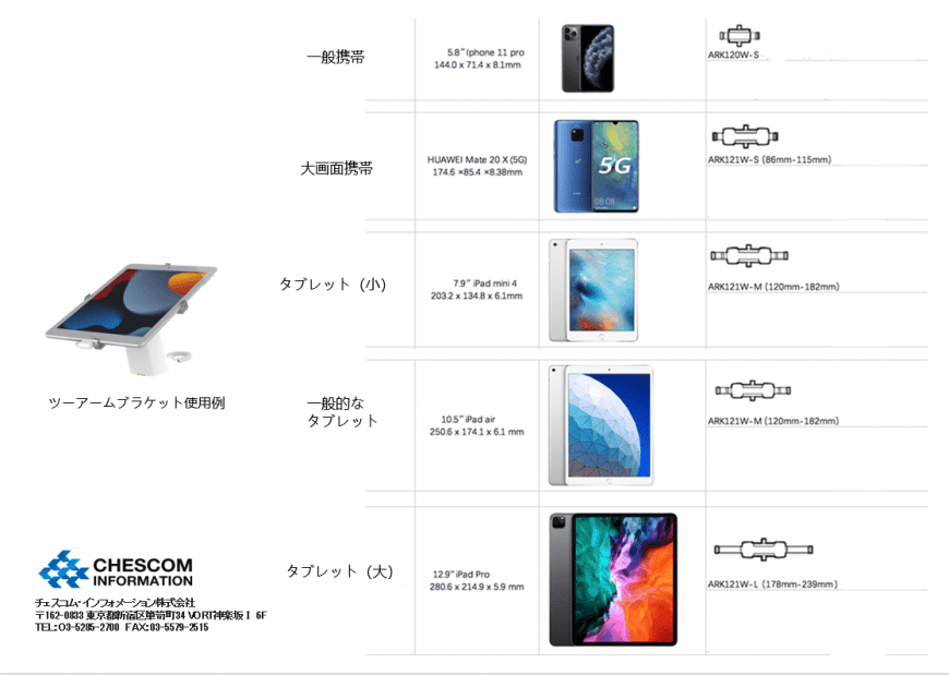 急速充電対応スマホ・タブレット用盗難防止展示台ARK720-PD